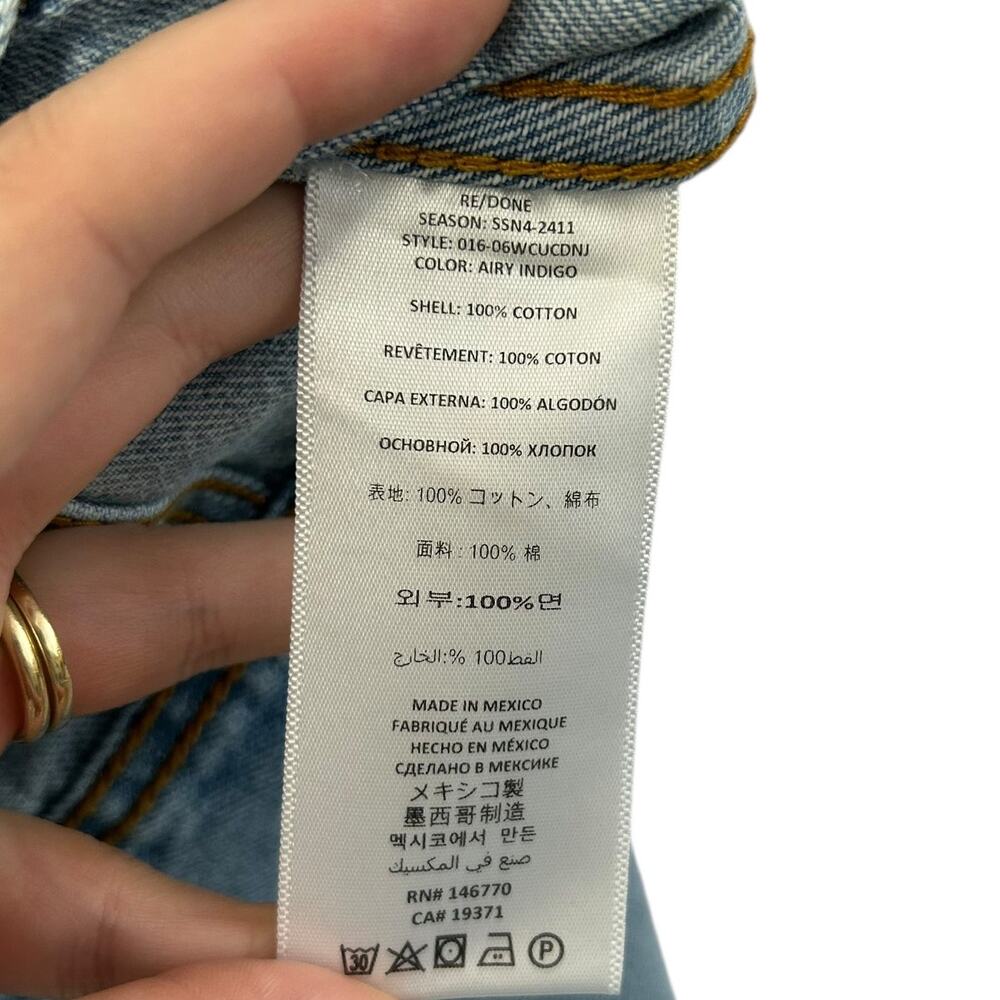 RE/DONE Cropped Denim Trucker Jacket NWOT Women's Sz S Airy Indigo Retro Luxe - Picture 6 of 7